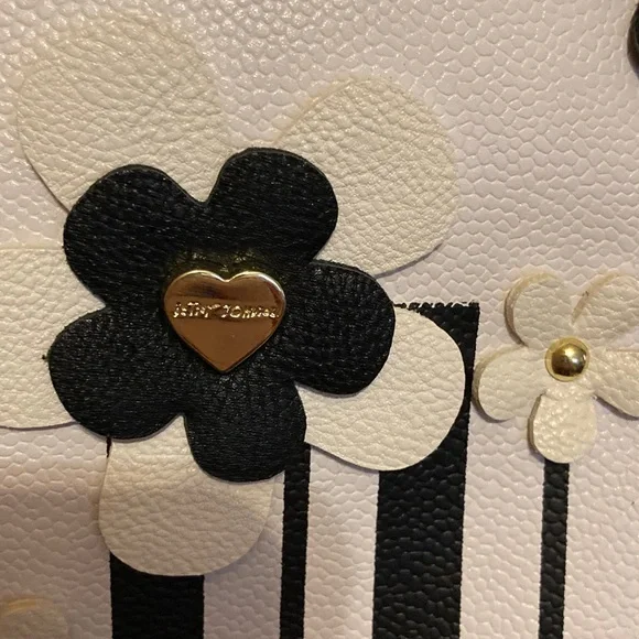 Betsey Johnson NEW Large Black & White Floral Stripe Tote Hard to Find! RaRe! - Picture 4 of 12